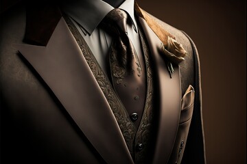 Suit luxury, men groom cloth closed up (Ai generated)