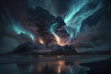 Aurora Borealis storm - obrazy, fototapety, plakaty