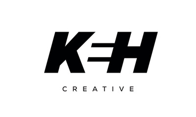 KEH letters negative space logo design. creative typography monogram vector