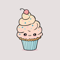 Vector cute cupcake logo, illustration