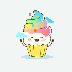 Vector cute cupcake logo, illustration