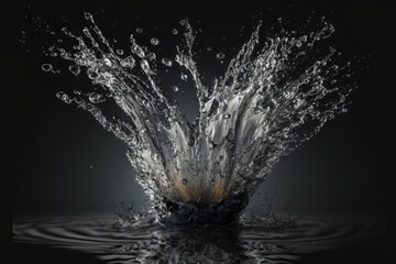 splash of water against a dark background. Generative AI