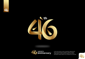Number 46 gold logo icon design, 46th birthday logo number, 46th anniversary.