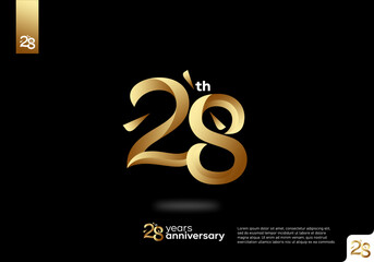 Number 28 gold logo icon design, 28th birthday logo number, 28th anniversary.