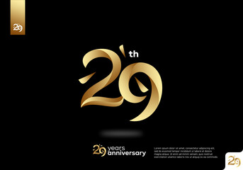 Number 29 gold logo icon design, 29th birthday logo number, 29th anniversary.