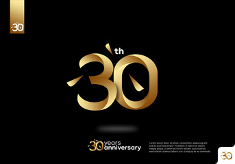 Number 30 gold logo icon design, 30th birthday logo number, 30th anniversary.
