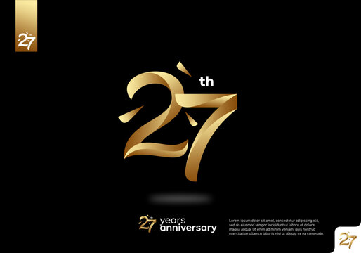 Number 27 gold logo icon design, 27th birthday logo number, 27th anniversary.
