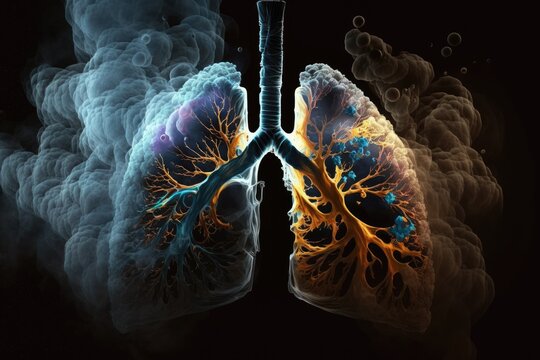 A illustration of a harmful smoke in a lung cancer or other ailment. Generative AI