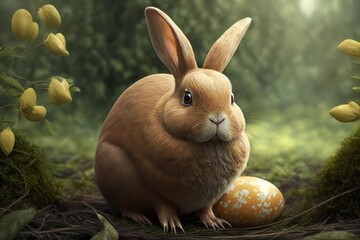 Fototapeta na wymiar Illustration of the Easter Bunny. Generation AI