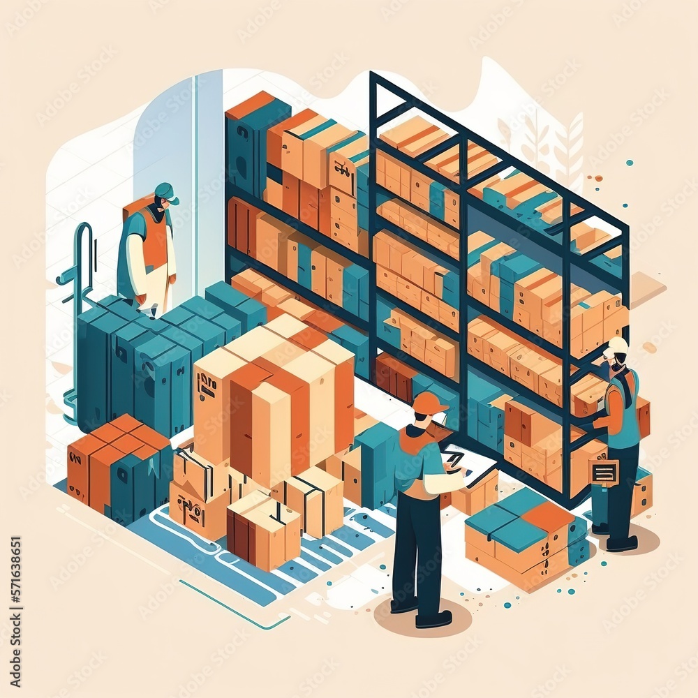 Poster warehouse supervisor. worker using a tablet to check and load products and track delivery on a globa