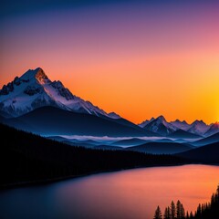 Fototapeta na wymiar sunrise in the mountains made with Generative AI