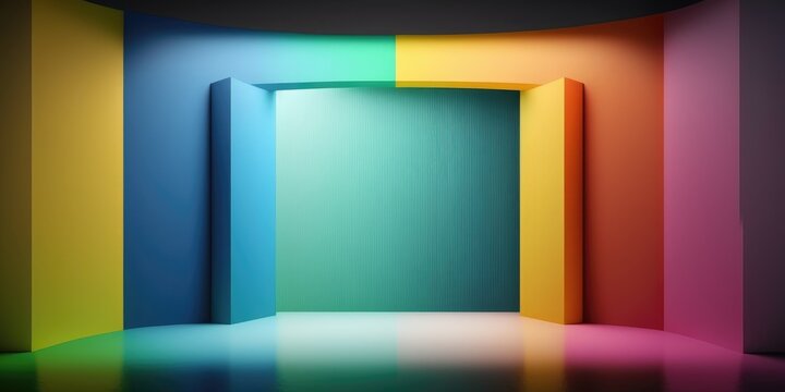 Colorful empty room interior design. Background for product presentation.Abstract studio backdrop. 