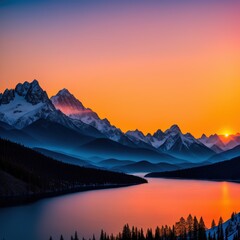 Obraz premium sunrise in mountains made with Generative AI