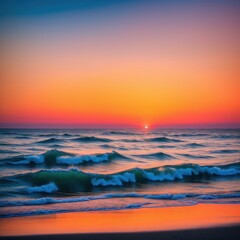 Fototapeta na wymiar sunset over the sea made with Generative AI