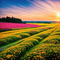 sunset in the field made with Generative AI