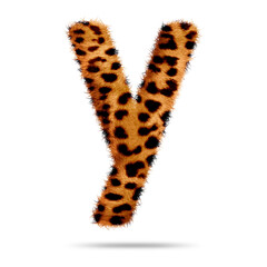 Small alphabet letter y design with leopard fur texture