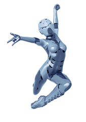 super soldier female doing a comic action pose