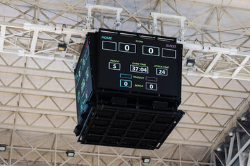 big score board hanging in a sports hall