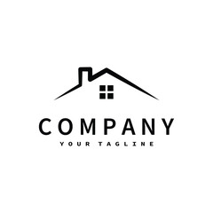 Real Estate logo, Builder logo, roof construction logo design template vector illustration