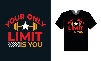 Fototapeta premium best typography t shirt design for gym and fitness inspiration.