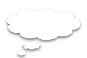 Weiße Sprechblase vor weißen Hintergrund, 2D-Illustration