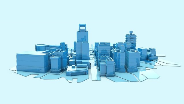 Architecture Blueprint City 3D Video Animation
