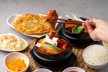 Korean food dishs Chicken Stir-fry Stew
