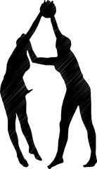 Volleyball athlete silhouette vector sketch