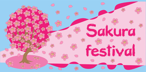 vector illustration banner sakura festival