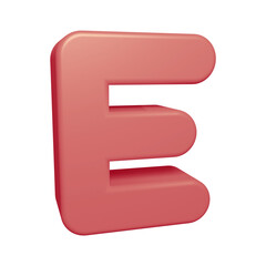 Pink alphabet letter e in 3d render