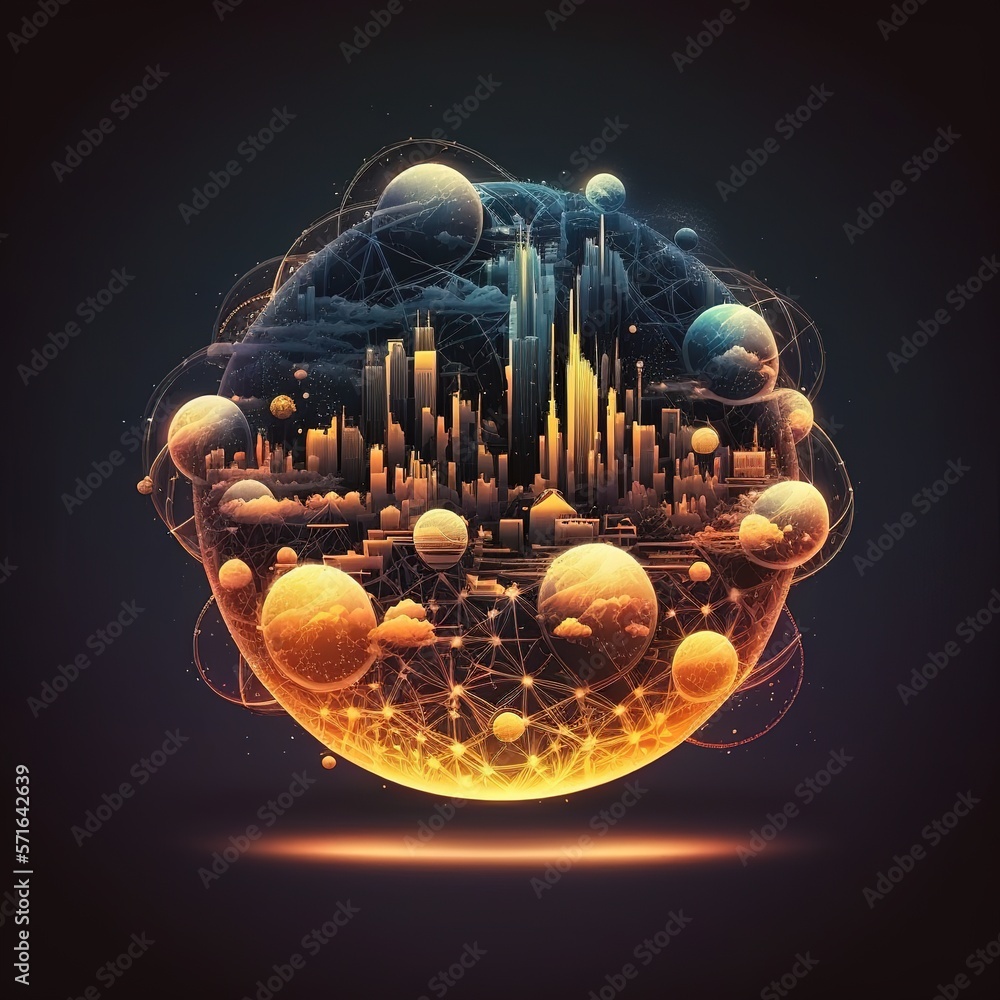 Poster world map. global social network. future. blue futuristic background with planet earth. internet and