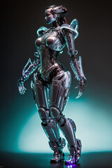 Obraz na płótnie Canvas Generative ai illustration sci-fi futuristic humanoid robot.