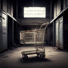 shopping cart in a supermarket. generative ai
