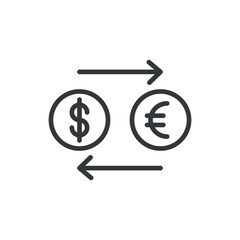 currency exchange icon.Thin line currency exchange icon from business collection. Outline vector isolated on white background. Editable currency exchange symbol can be used web and mobile