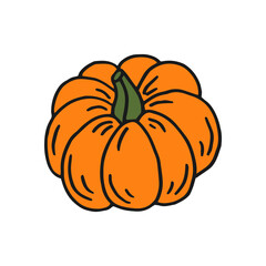 Pumpkin. Flat color icon. Thanksgiving design. Autumn pumpkin.