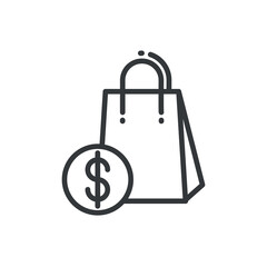 shopping bags icon.Thin line shopping bags icon from business collection. Outline vector isolated on white background. Editable shopping bags symbol can be used web and mobile