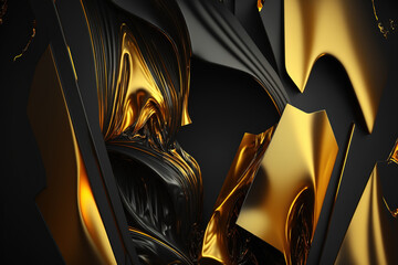 Abstract black and gold background. Luxury wallpaper. AI	