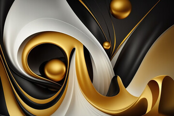 Abstract white, gold and black luxury background. AI	