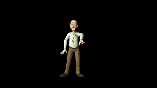 Grandpa Funny Dance 3D Animation With Alpha Video