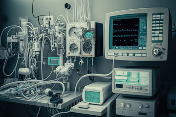Fototapeta premium medical equipment in a hospital. concept. Generative AI