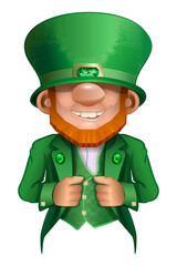 Funny leprechaun head, cartoon folk character of ireland legends and st patrick's day festivals character
