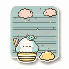 cute sticker design, lined paper for writing 
