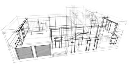 Fototapeta premium house building concept 3d sketch