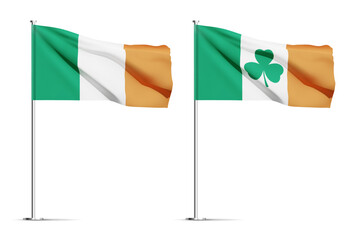 Irish Flag with clover. Concept - Saint Patrick's Day holiday. EPS10 vector