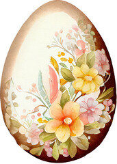 Easter Egg Flower Watercolor Illustration. Generative AI
