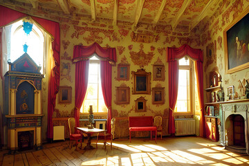 Fototapeta na wymiar A sharp image depicting the interior of a very fancy room (a.i. generated)
