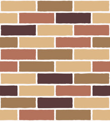 Brick wall seamless background. Vector texture of different colors elements.