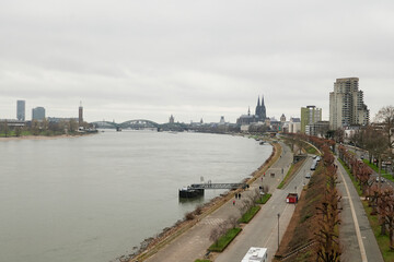 Panorama of the skyline of Cologne with Cologne Cathedral - 571649486