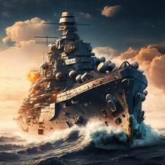 Bismarck in the Open Water.