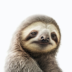 Naklejka premium Faultier auf weißem Hintergrund isoliert (erstellt durch KI-Tool)